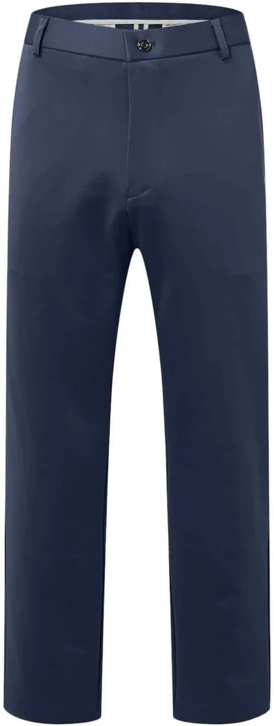 Tall Men's Casual Linen Pants, Summer Elastic Waist Straight Leg Loose Fit Beach Slacks, Business Non Ironing Pants