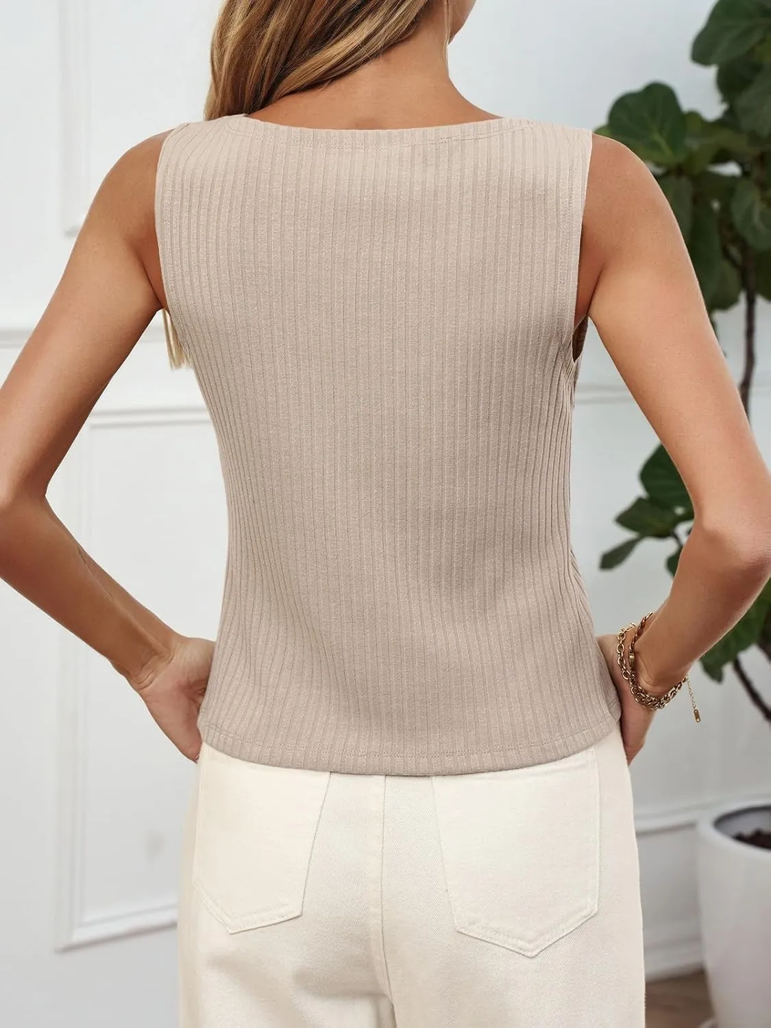 Tankaneo Womens Going Out Tops Summer Button Down Ribbed Tank Shirts Cropped Cute Y2k Vest Tops 2025 Fashion Outfits