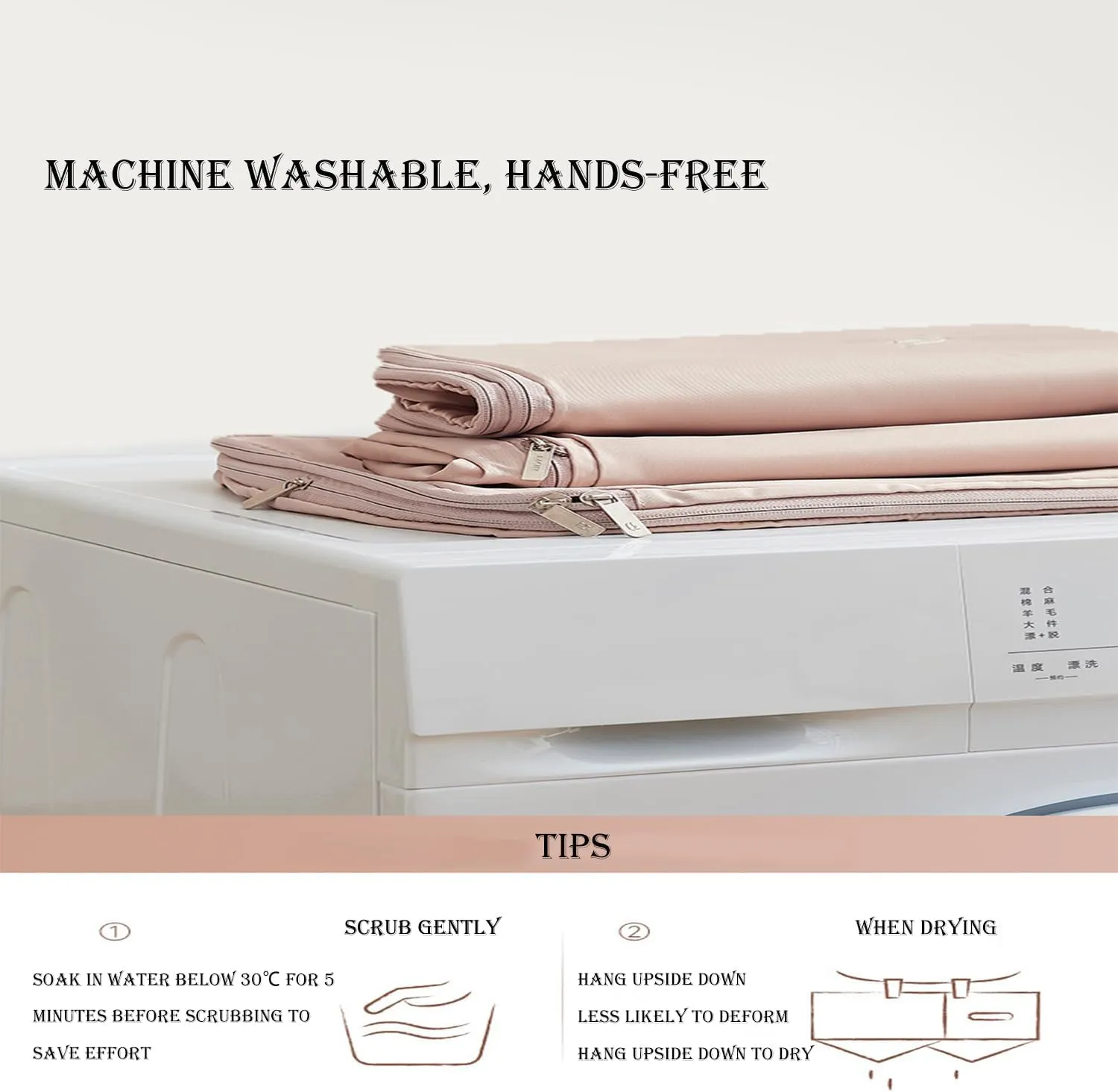 Taprinferior Hanging Garment Bag, Space Saving Hanging Garment Bag with Self Compression Zipper, Taprinferior Compression Bag for Suits, Dresses, Coats (Beige,3Pcs L)