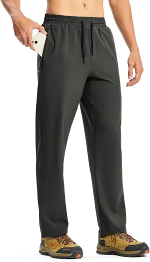 TBMPOY Mens Lightweight Hiking Pants Quick Dry Travel Fishing Water Resistant Workout Athletic Sweatpants Zipper Pockets