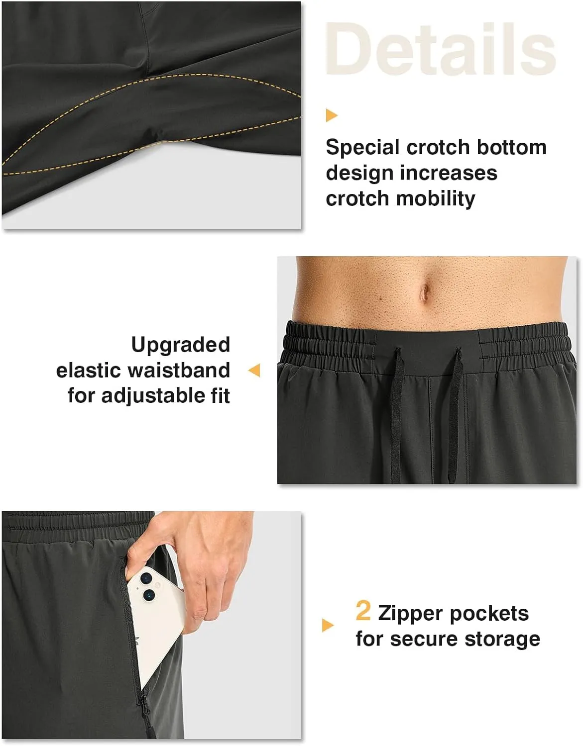 TBMPOY Mens Lightweight Hiking Pants Quick Dry Travel Fishing Water Resistant Workout Athletic Sweatpants Zipper Pockets