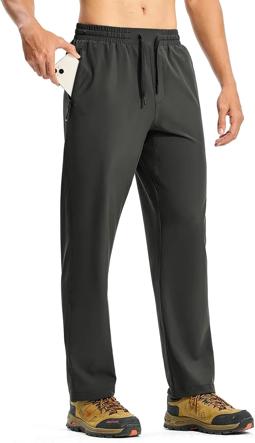 TBMPOY Mens Lightweight Hiking Pants Quick Dry Travel Fishing Water Resistant Workout Athletic Sweatpants Zipper Pockets