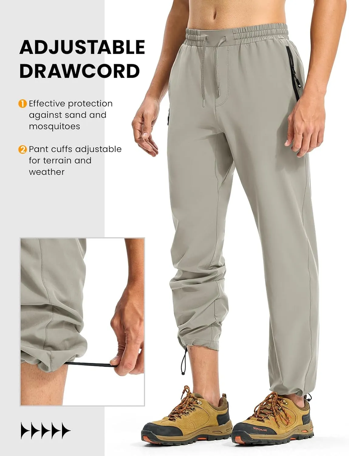 TBMPOY Mens Lightweight Hiking Pants Quick Dry Travel Fishing Water Resistant Workout Athletic Sweatpants Zipper Pockets