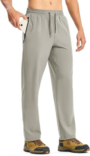 TBMPOY Mens Lightweight Hiking Pants Quick Dry Travel Fishing Water Resistant Workout Athletic Sweatpants Zipper Pockets