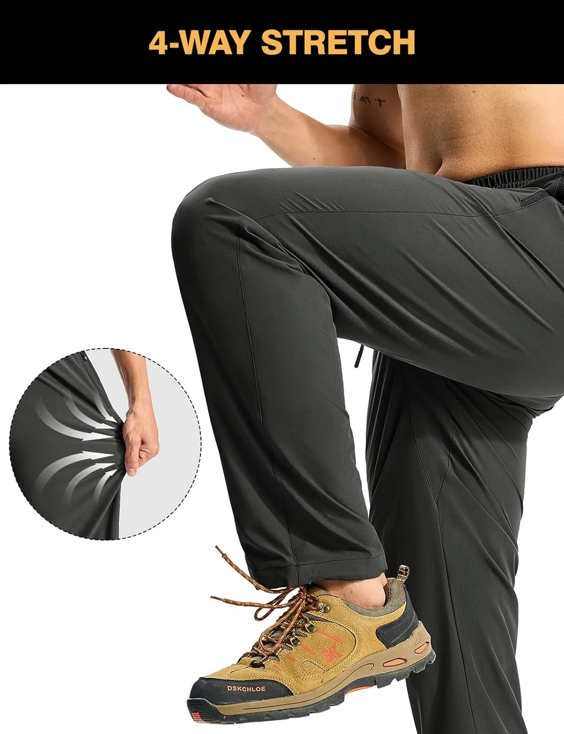 TBMPOY Mens Lightweight Hiking Pants Quick Dry Travel Fishing Water Resistant Workout Athletic Sweatpants Zipper Pockets