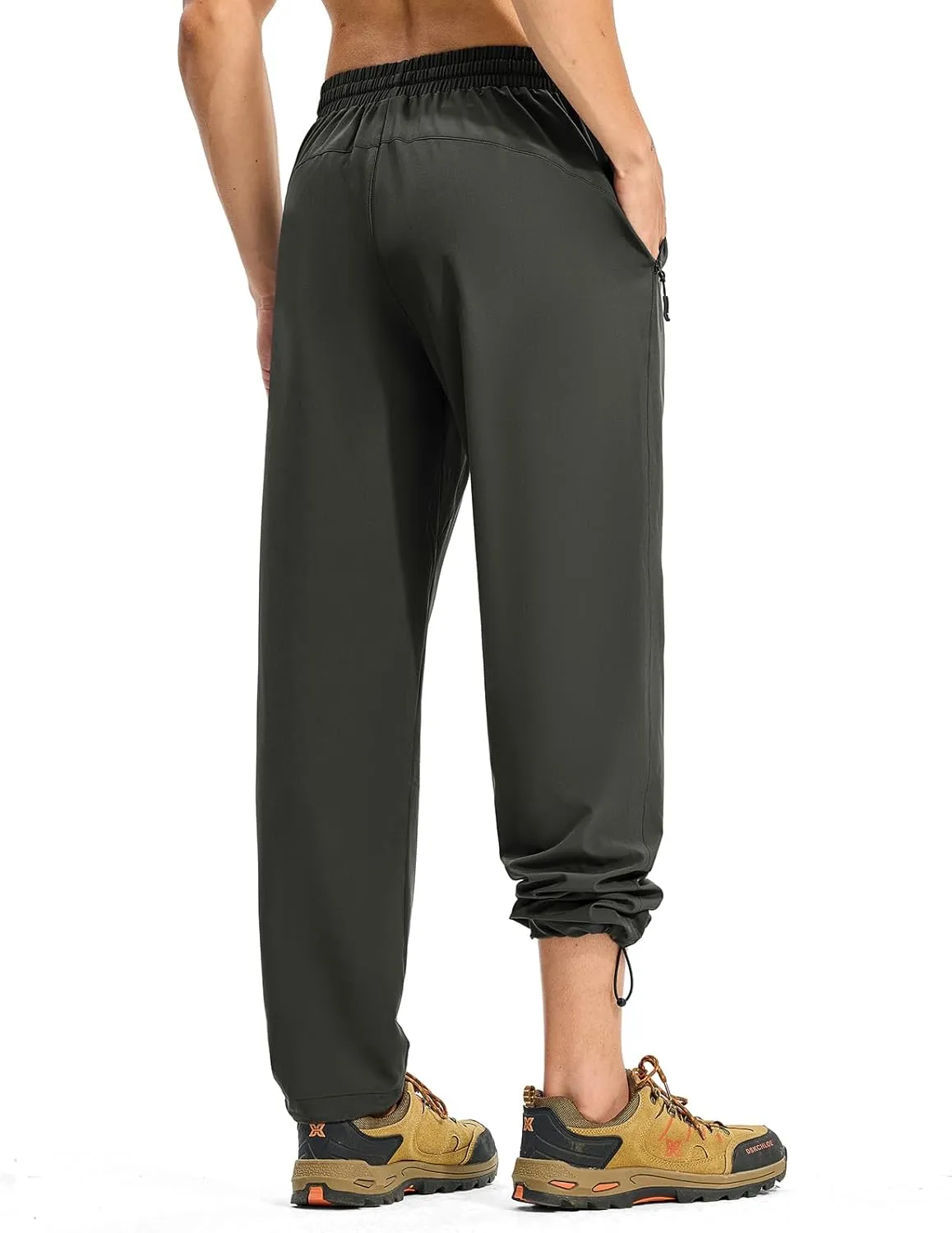 TBMPOY Mens Lightweight Hiking Pants Quick Dry Travel Fishing Water Resistant Workout Athletic Sweatpants Zipper Pockets