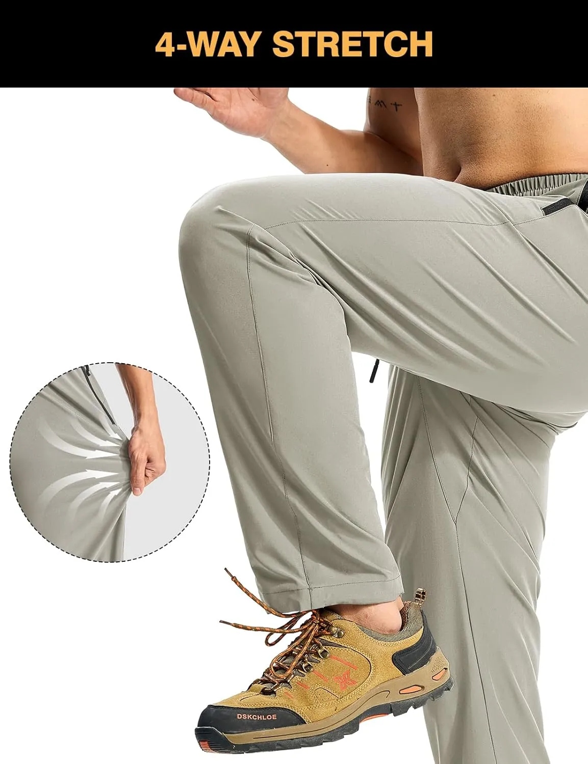 TBMPOY Mens Lightweight Hiking Pants Quick Dry Travel Fishing Water Resistant Workout Athletic Sweatpants Zipper Pockets