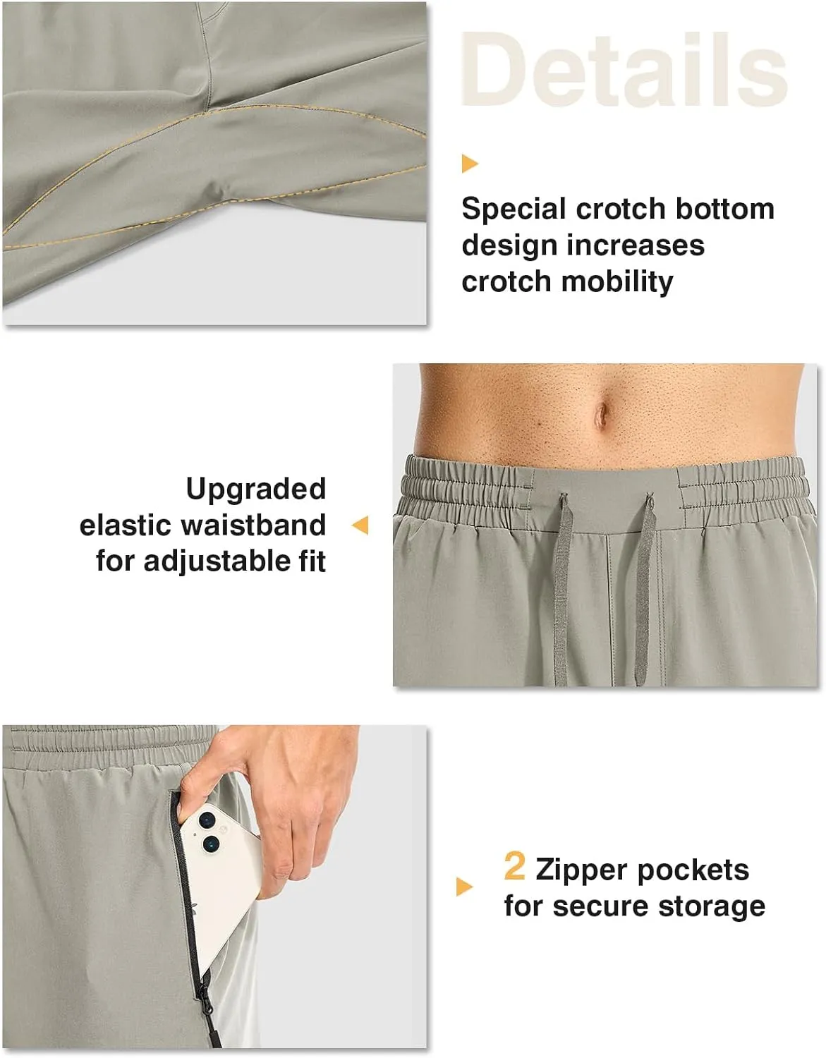 TBMPOY Mens Lightweight Hiking Pants Quick Dry Travel Fishing Water Resistant Workout Athletic Sweatpants Zipper Pockets