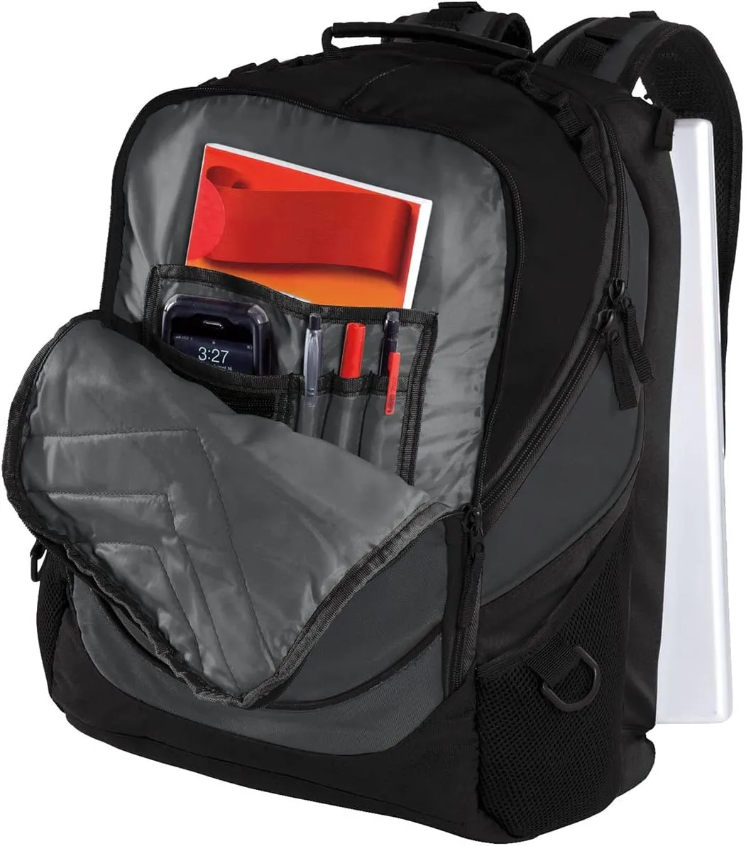 TEEAMORE Custom Laptop Backpack Add Your Embroidered Text Computer Notebook Water Resistant Bag Dark Charcoal Black