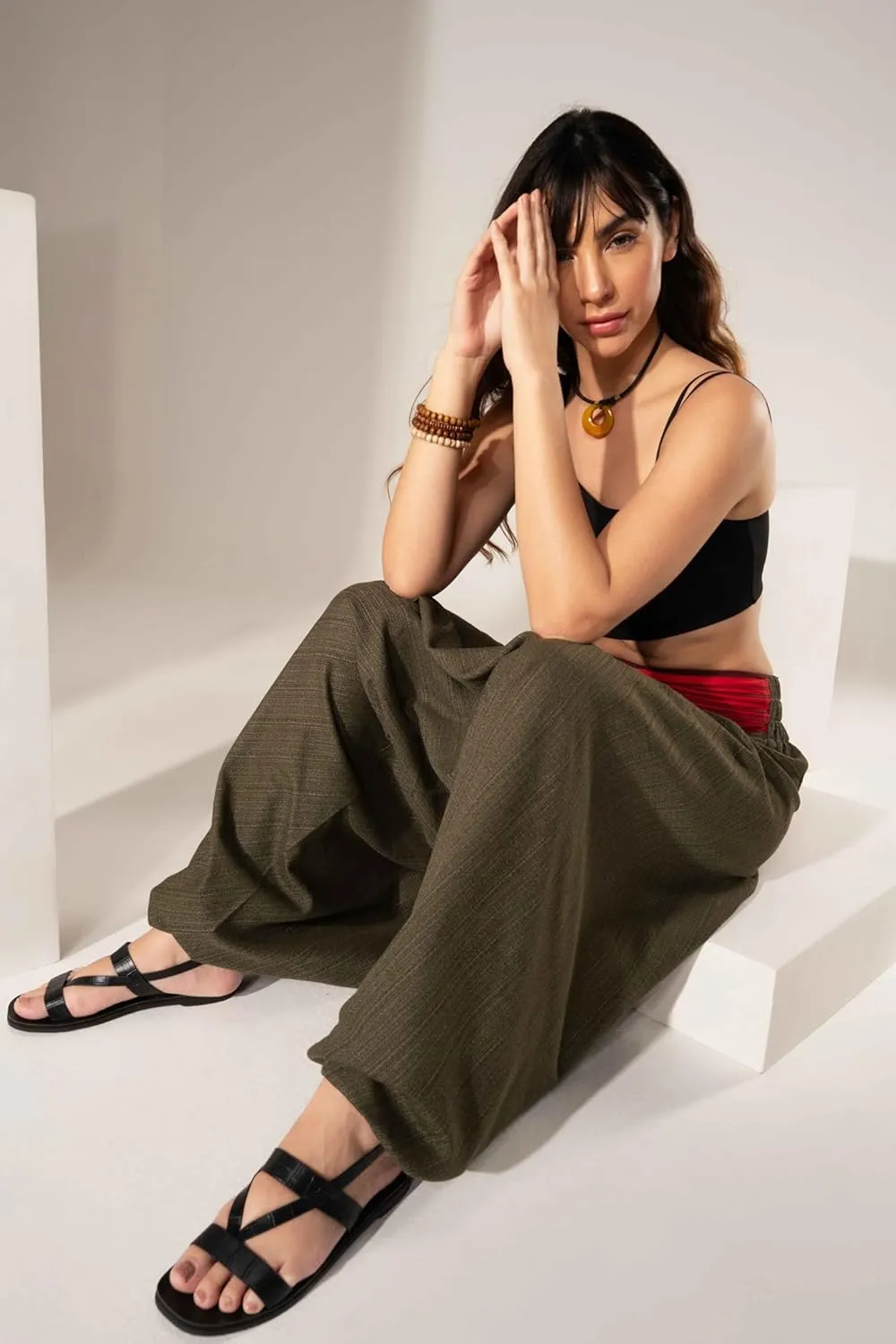 The Veshti Company Comfy Women's Yoga Harem Pants Elastic Waist Wide Leg Pants Loose Baggy Boho Clothes for Women