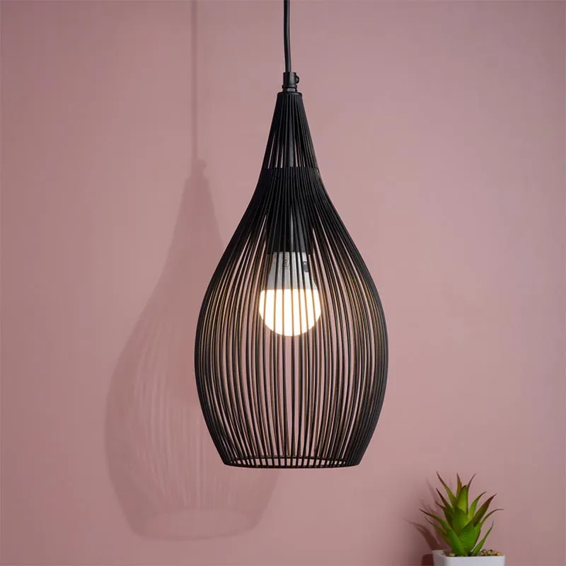 The Wired Pendant Light Jat Black Finish | 8 x 18 x 16 inches