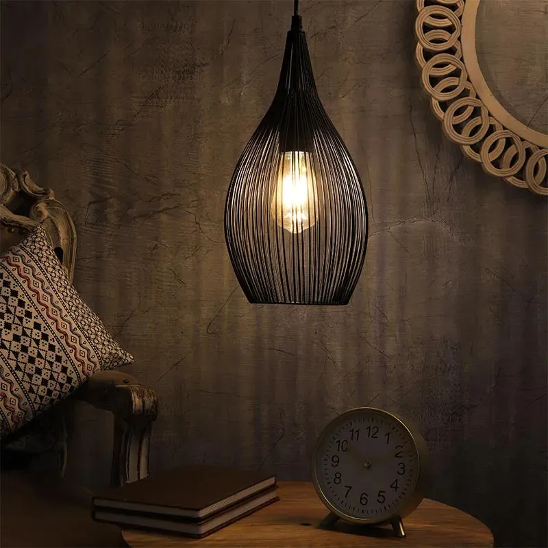 The Wired Pendant Light Jat Black Finish | 8 x 18 x 16 inches
