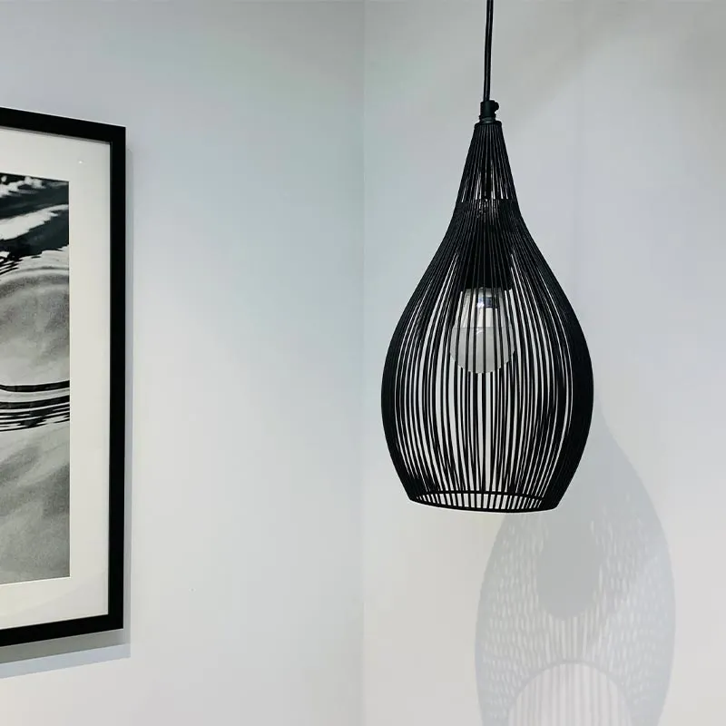The Wired Pendant Light Jat Black Finish | 8 x 18 x 16 inches