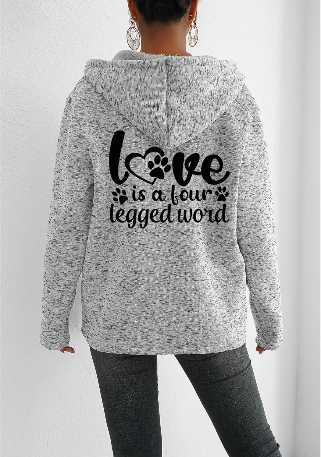TIAFORD Women's Dog Mom Zip Up Hoodies Oversized Hooded Sweatshirts Fleece Lined Jackets Cute Outfits with Pockets