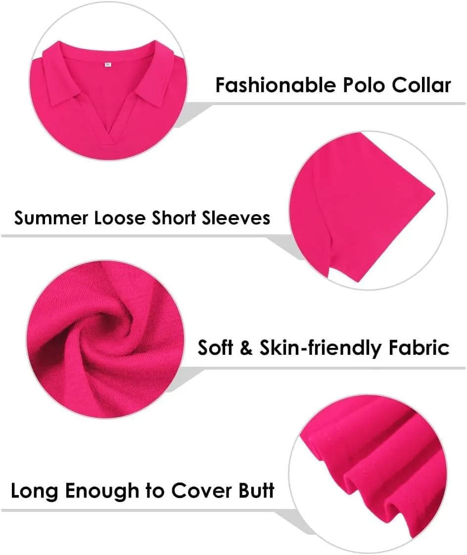 TIYOMI Plus Size Collared Polo Shirts Summer Short Sleeve V Neck Business Tops for Women XL-5XL