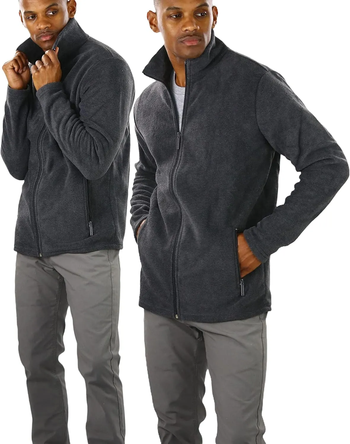ToBeInStyle Men's Zip Up Long Sleeve High Collar Polar Fleece Jacket