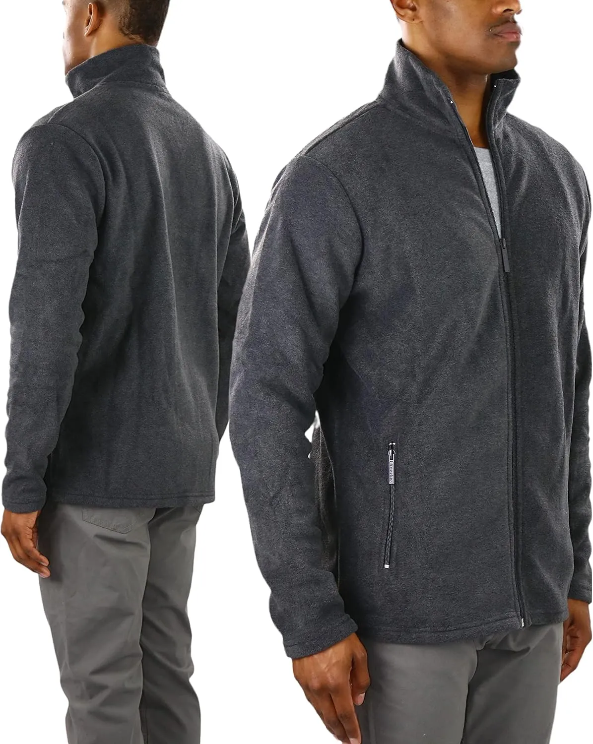 ToBeInStyle Men's Zip Up Long Sleeve High Collar Polar Fleece Jacket