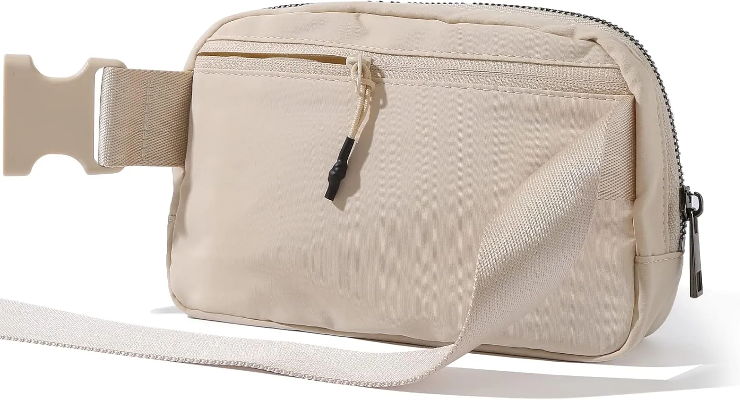 TOBVZOO Belt Bag Fanny Pack Crossbody Bags for Women Men, Everywhere, Water Resistant Waist Packs, Beige