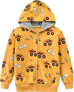Toddler Boys Hoodies Excavator Sweatshirt Baby Boys Jacket Zipper Hoodie Top Kids Coat Winter Long Sleeve Hooded Shirts 1-7T