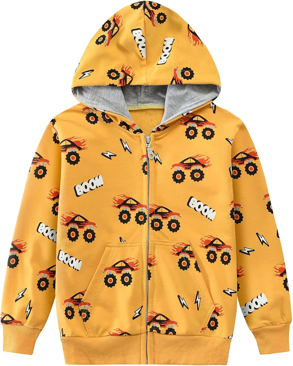 Toddler Boys Hoodies Excavator Sweatshirt Baby Boys Jacket Zipper Hoodie Top Kids Coat Winter Long Sleeve Hooded Shirts 1-7T