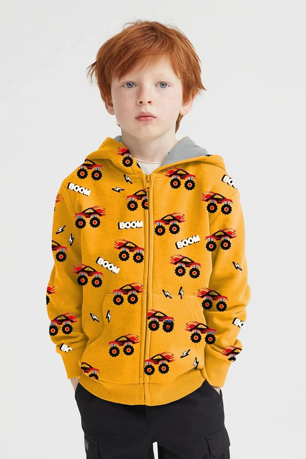 Toddler Boys Hoodies Excavator Sweatshirt Baby Boys Jacket Zipper Hoodie Top Kids Coat Winter Long Sleeve Hooded Shirts 1-7T