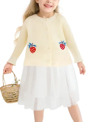 Toddler Girls Cardigan Sweater Bolero Shrug Baby Kids Knit Long Sleeve Crop Tops Button Closure Jacket Casual