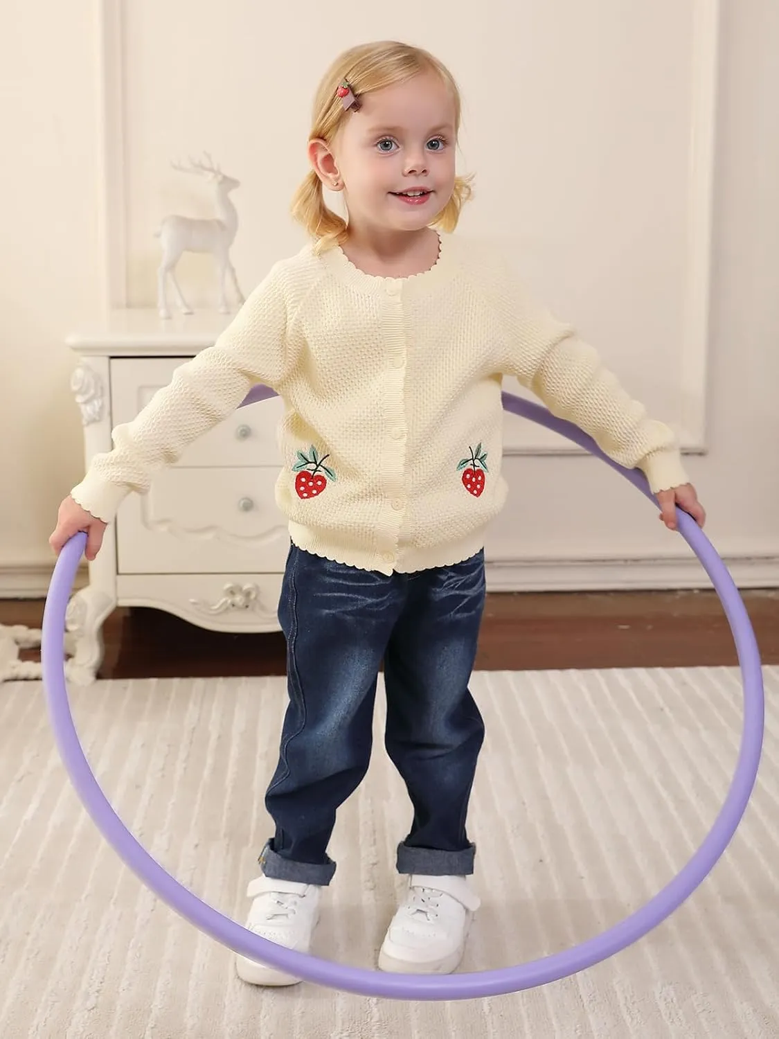 Toddler Girls Cardigan Sweater Bolero Shrug Baby Kids Knit Long Sleeve Crop Tops Button Closure Jacket Casual