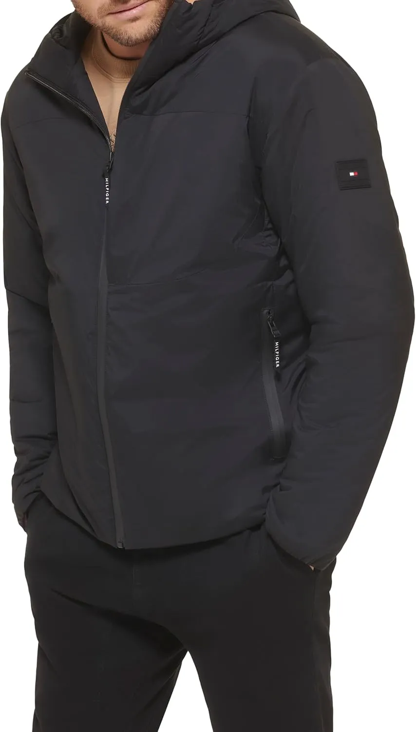 Tommy Hilfiger Men's Stretch Performance Filled Rain Jacket