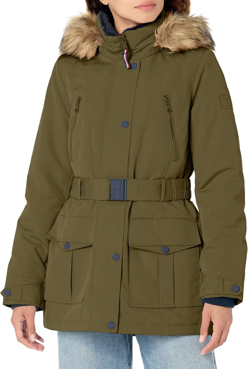 Tommy Hilfiger Women's Tactical Cold Weather Belted Jacket