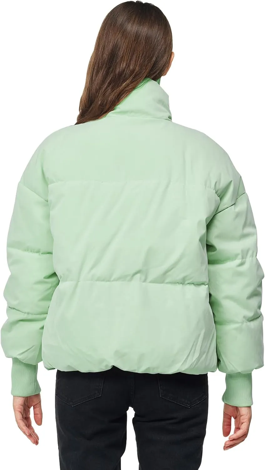 TRATENBY Women's Winter Pockets Baggy Short Down Jacket Cropped Puffer Long Sleeve Zip Coats