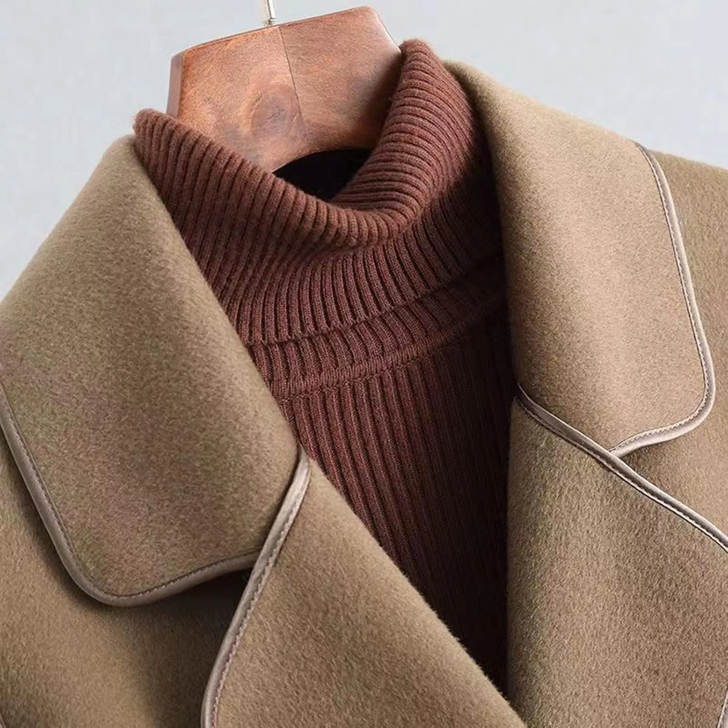 Trench Coat Women Winter Elegant Open Front Pea Coat Notch Lapel Belted Coats Causal Long Sleeve Peacoat