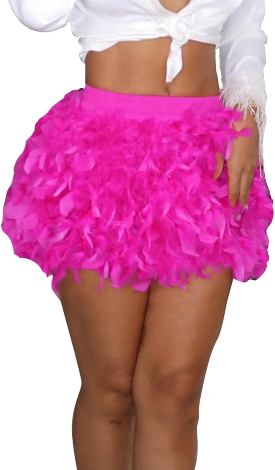 Trendy Skirts European and Women's Turkey Feather Skirt Short Skirt Half Skirt Sexy Skirt Short Suspender Dress