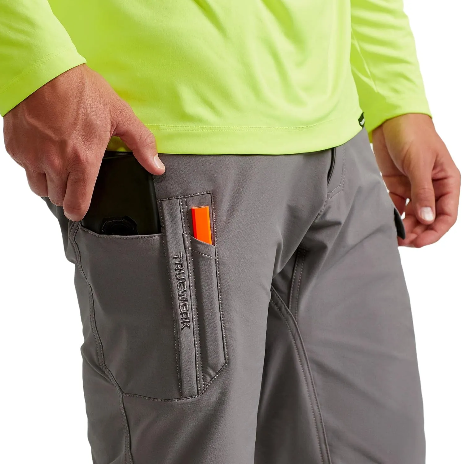 TRUEWERK Men's Work Pants - T2 WerkPant Technical Workwear, Water Resistant, Lightweight, Multi-Pocket with 4-Way Stretch