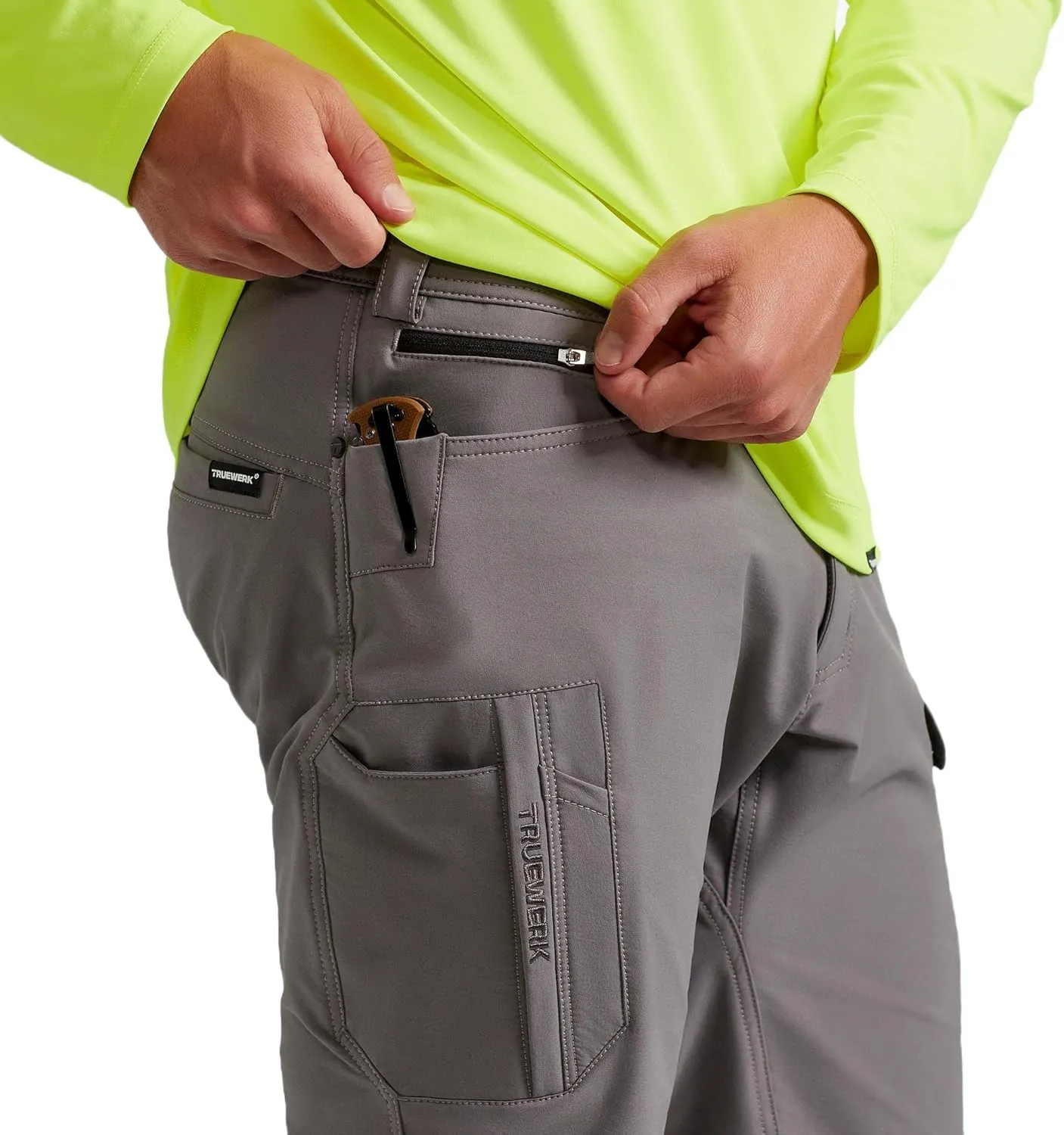TRUEWERK Men's Work Pants - T2 WerkPant Technical Workwear, Water Resistant, Lightweight, Multi-Pocket with 4-Way Stretch