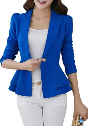TYQQU Women's Work Office Button Down Blazer Business Loose Fit Long Sleeve Blazer