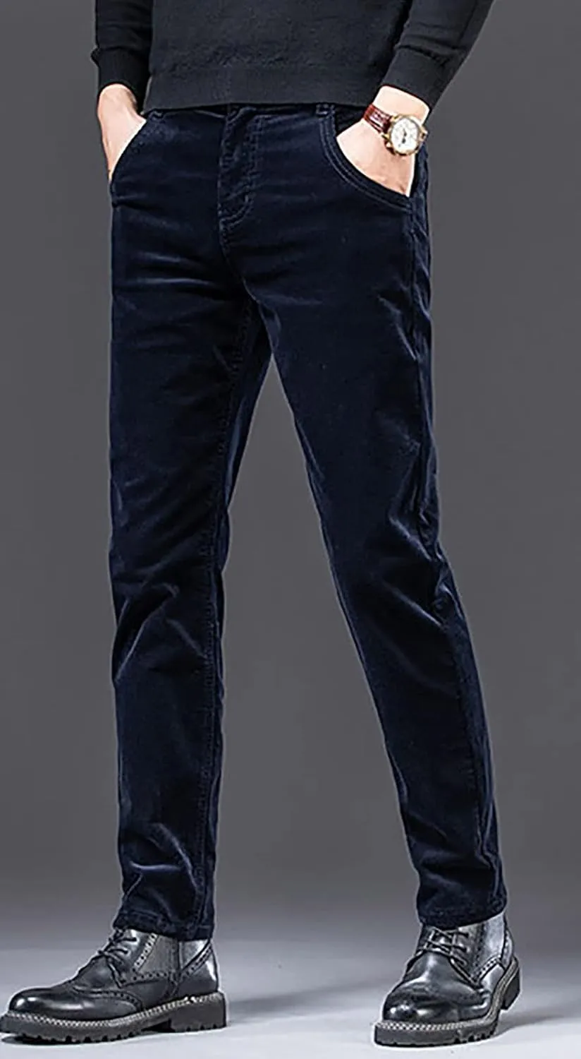 utcoco Men's Cotton Slim Fit Corduroy Pant Straight-Leg Corduroy Pant for Men