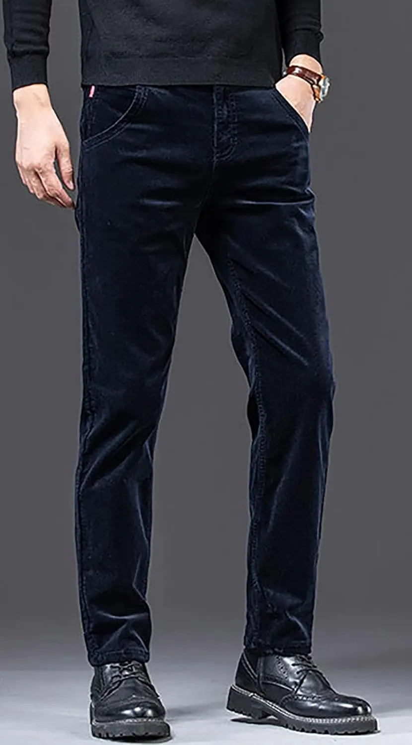 utcoco Men's Cotton Slim Fit Corduroy Pant Straight-Leg Corduroy Pant for Men