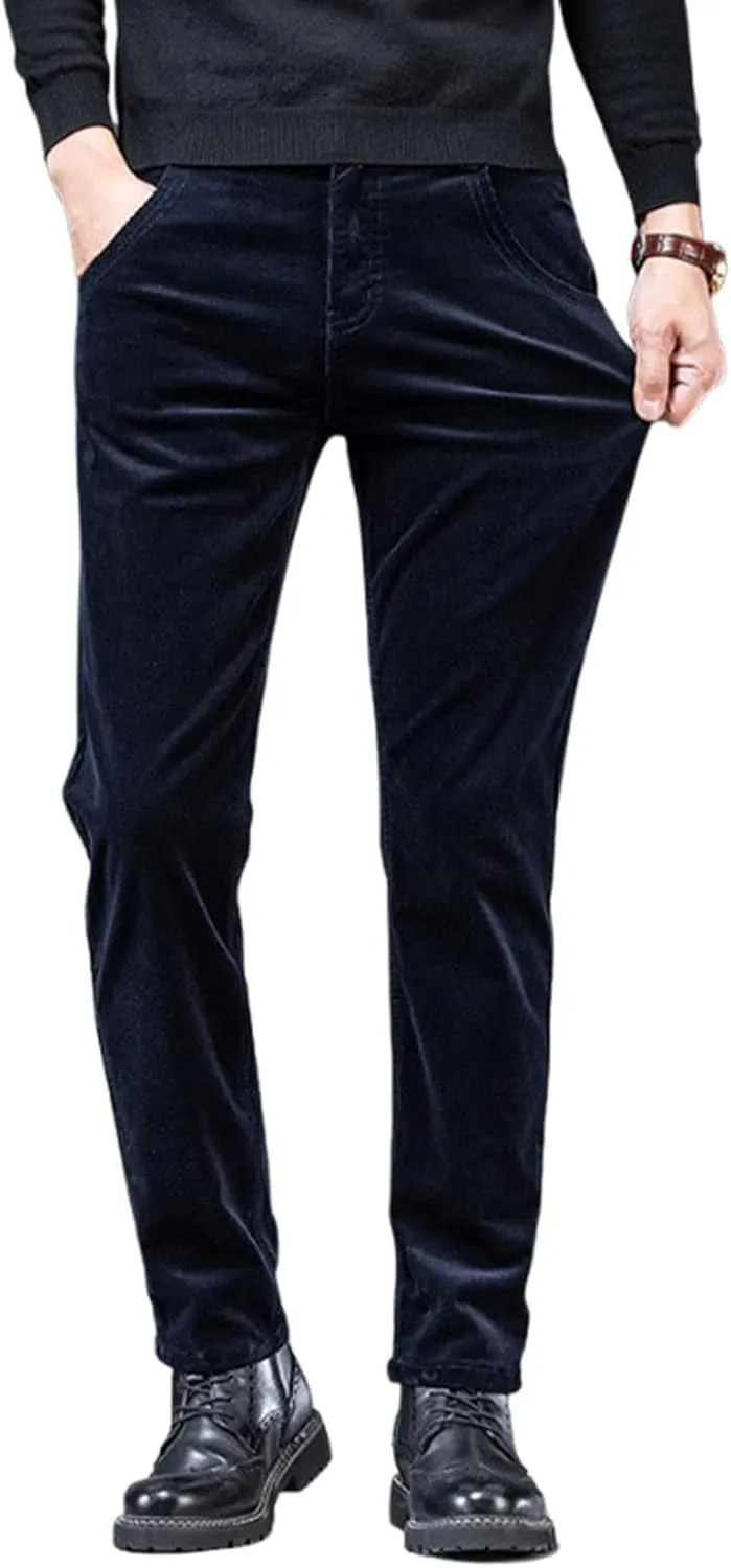 utcoco Men's Cotton Slim Fit Corduroy Pant Straight-Leg Corduroy Pant for Men