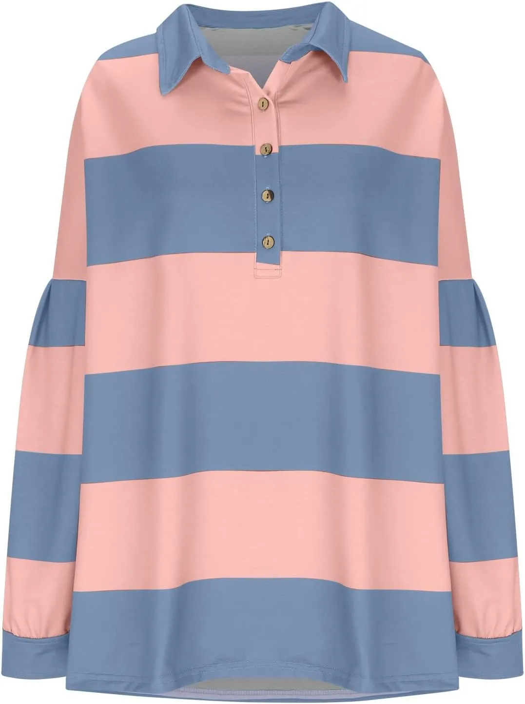 utcoco Oversized Sweatshirt for Women Striped Color Block Button Up Long Sleeve Shirts Hoodies Preppy Y2K Tops