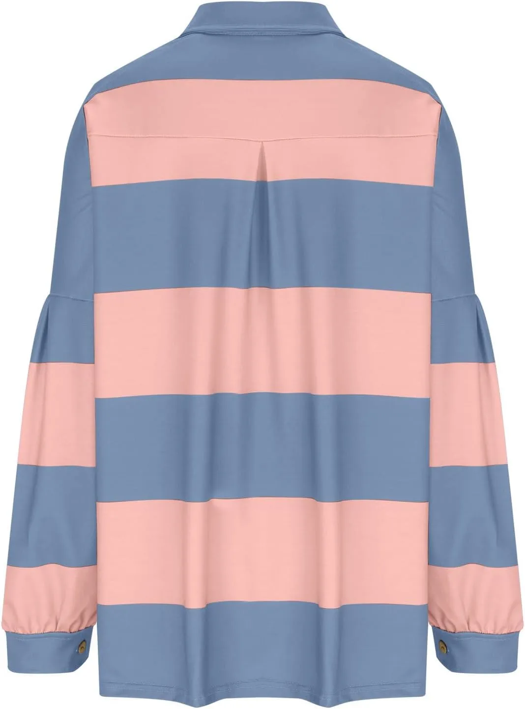 utcoco Oversized Sweatshirt for Women Striped Color Block Button Up Long Sleeve Shirts Hoodies Preppy Y2K Tops