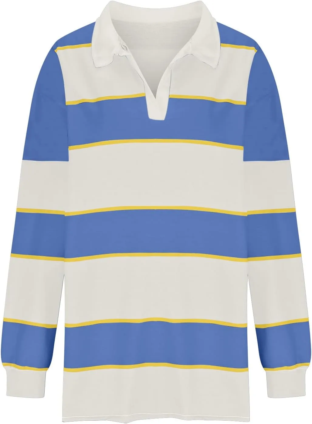 utcoco Oversized Sweatshirt for Women Striped V Neck Long Sleeve Shirts Hoodies Color Block Preppy Y2K Tops