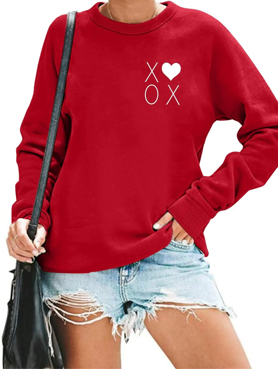 Valentine's Sweatshirt Women: Cute Heart Love Graphic Shirt Casual Long Sleeve Pullover Tops