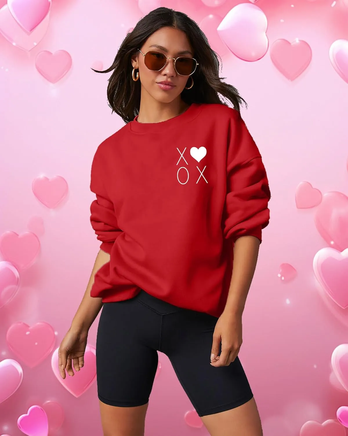 Valentine's Sweatshirt Women: Cute Heart Love Graphic Shirt Casual Long Sleeve Pullover Tops