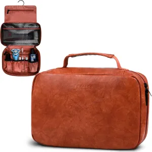 VASCO Hanging Toiletry Bag for Women & Men  Toiletry Kit, Water-Resistant Travel Organizer Brown (Eco Leather)