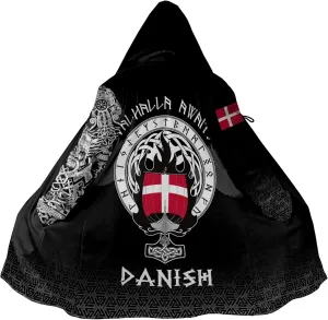 Viking Tattoo 3D Printed Cloaks Winter Coats with Hood for Men, Norse Mythology Novelty Fleece Lining Thick Parka Jacket