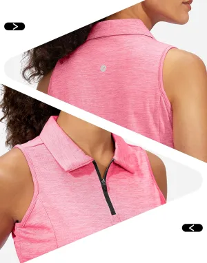Viodia Women's Sleeveless Golf Shirt with Zip Up Tennis Quick Dry Tank Tops Polo Shirts for Women Golf Apparel Clothes