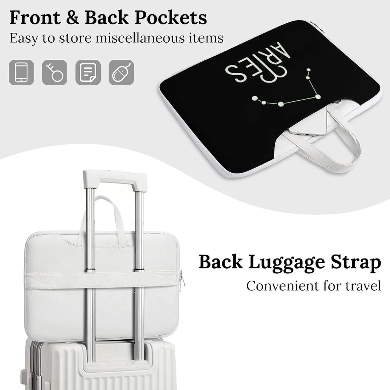 Virgo Constellation Leather Bag Laptop Case Slim Water Resistant Computer Bags with Handle Briefcase for Work