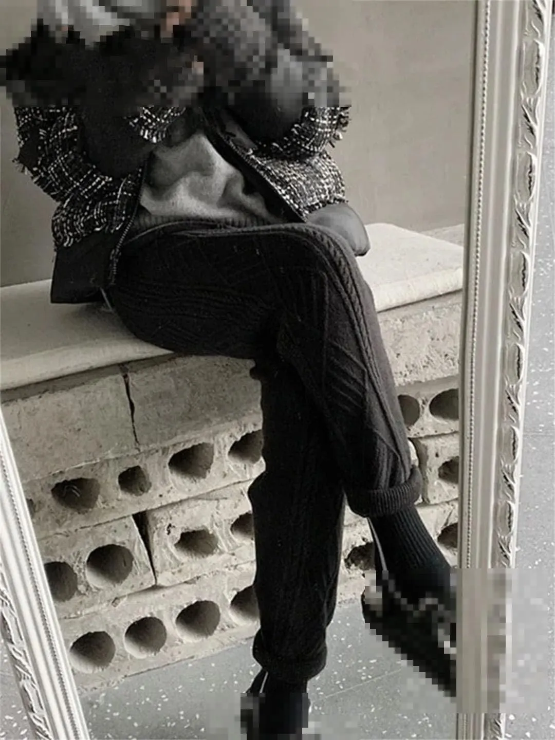 Vogrtcc Winter Thicken Women Harem Pants Casual Drawstring Twisted Knitted Pants Femme Chic Warm Female Sweater Trousers 2022