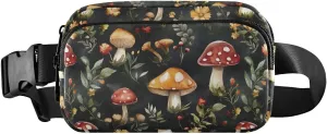 Watercolor Mushroom Fanny Pack Water Resistant, Women Men Waist Pack Sling Bag Purse for Travel Hiking