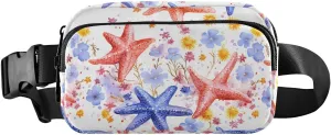 Watercolor Starfish Fanny Pack Water Resistant, Women Men Waist Pack Sling Bag Purse for Travel Hiking